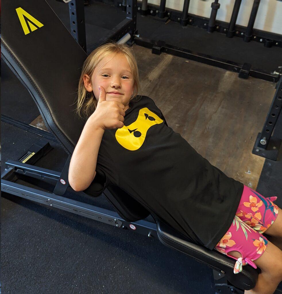 Audrey on AG bench